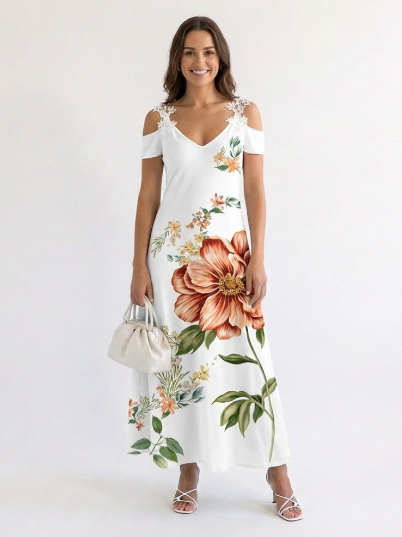 CAMILA | FLORAL OFF-SHOULDER A-LINE MAXI DRESS
