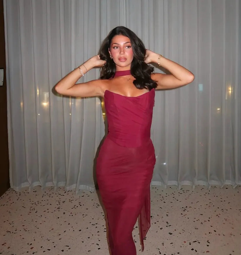CERYNTHIA | STRAPLESS MAXI EVENING DRESS