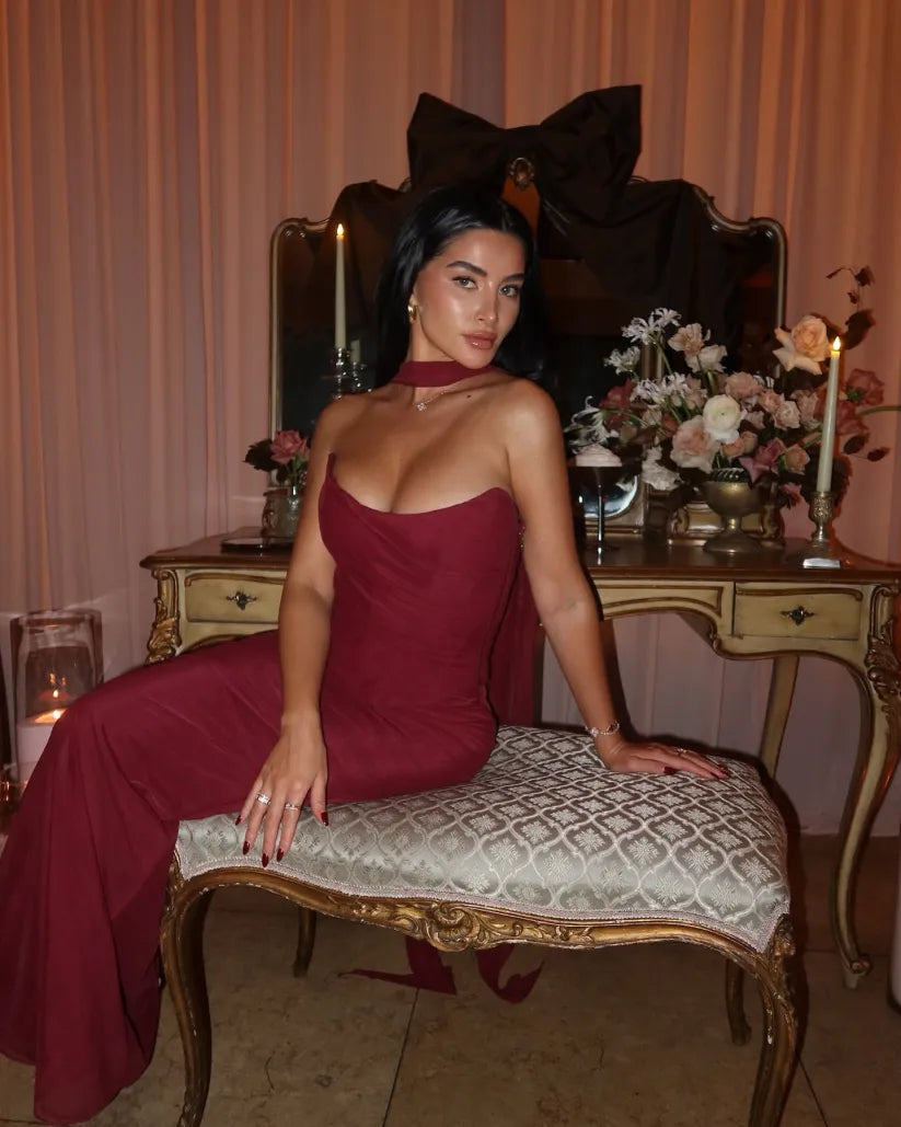 CERYNTHIA | STRAPLESS MAXI EVENING DRESS
