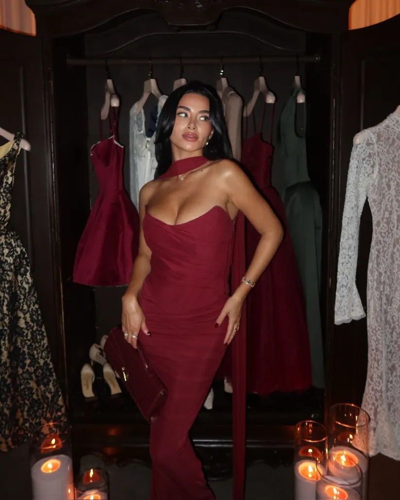 CERYNTHIA | STRAPLESS MAXI EVENING DRESS